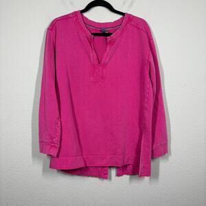 Pilcro Anthropologie Medium Split Hem Tunic Top Shirt Sweatshirt Hot Pink Cotton